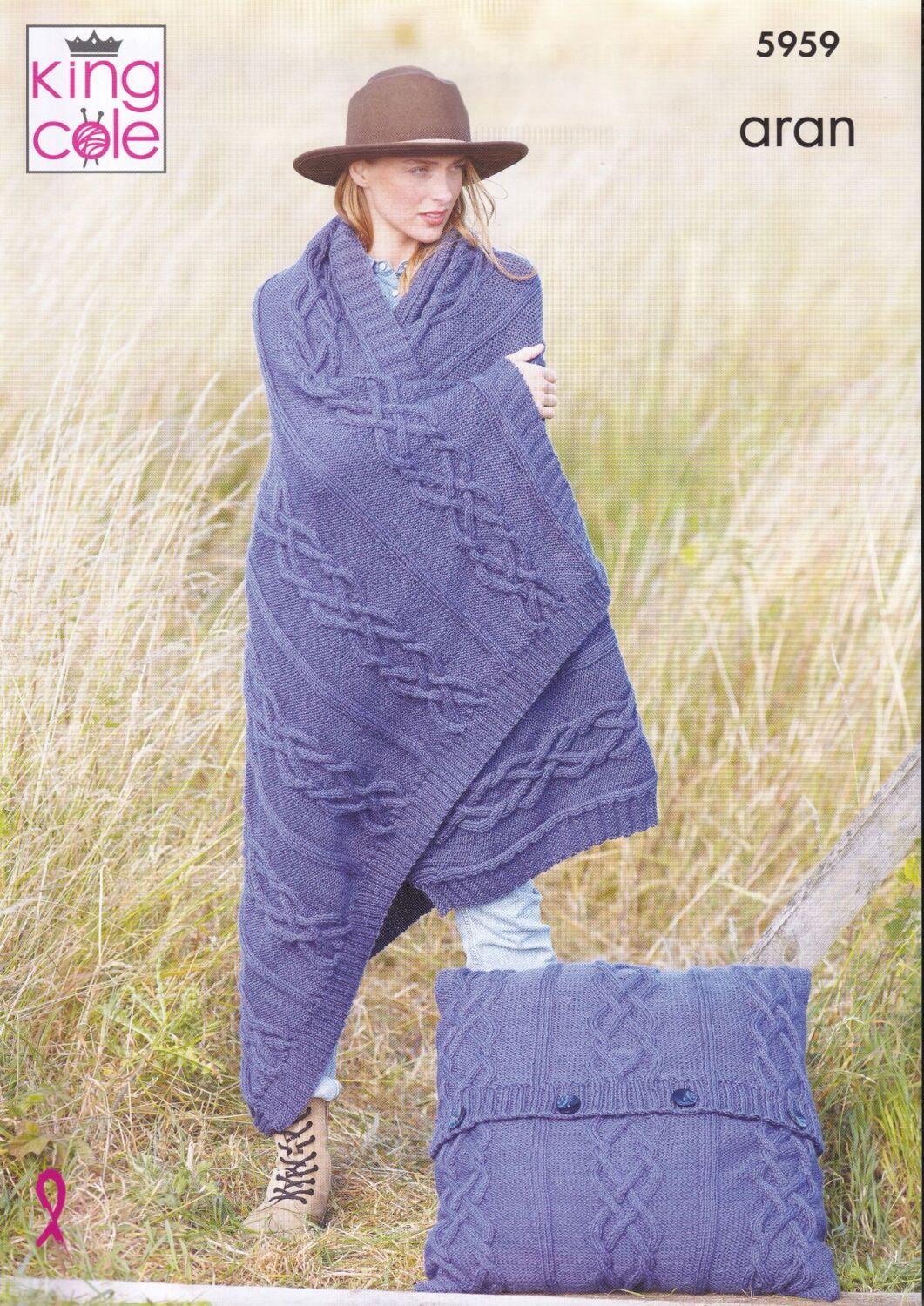 5959 BLANKET, CUSHION AND BED RUNNER KNITTING PATTERN BY KING COLE