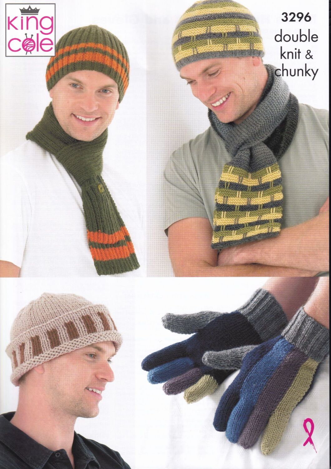 3296 HAT, SCARVES AND GLOVES KNITTING PATTERN BY KING COLE