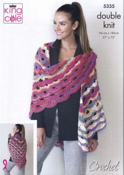 5335 VIRUS SHAWL CROCHET PATTERN BY KING COLE