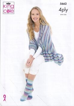 5662 SOCKS AND TRIANGLAR WRAP KNITTING PATTERN BY KING COLE