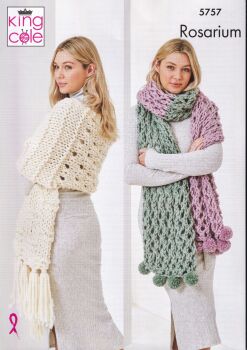 5757 SCARVES KNITTING PATTERN BY KING COLE