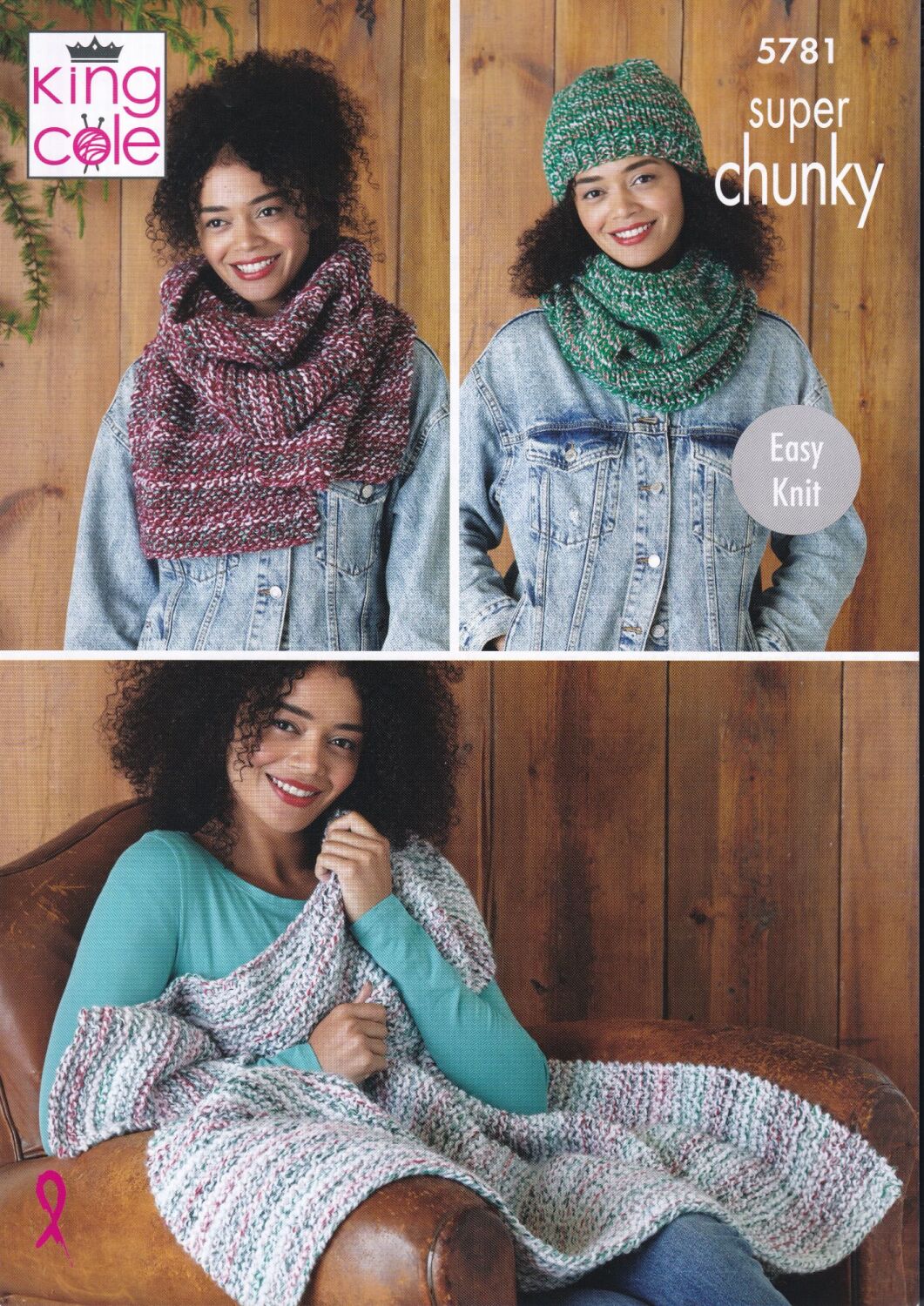 5781 THROW, SCARF, SNOOD&HAT KNITTING PATTERN BY KING COLE