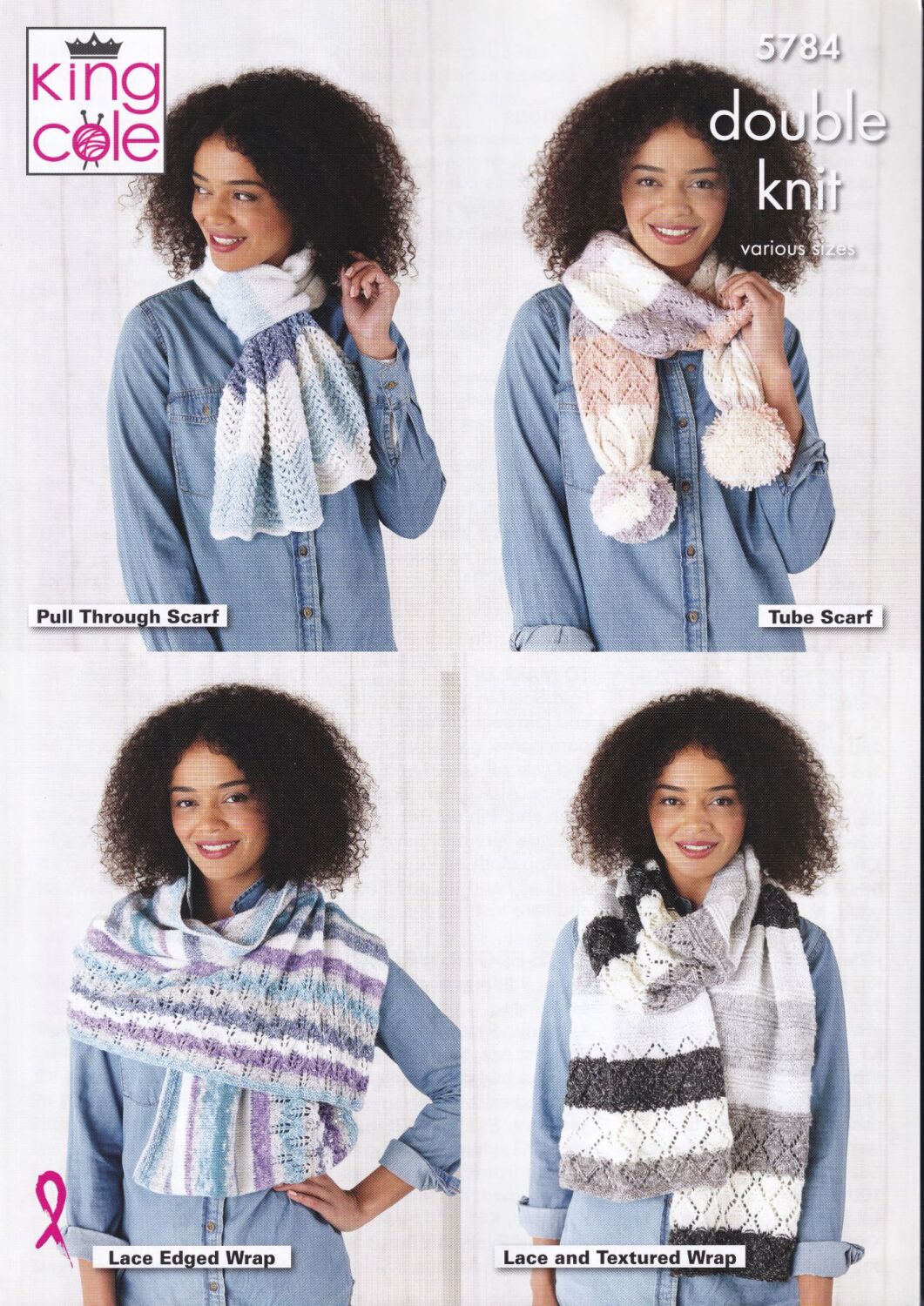 5784 SCARF AND WRAP KNITTING PATTERN BY KING COLE