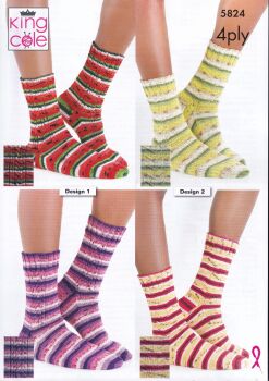 5824 SOCKS KNITTING PATTERN BY KING COLE