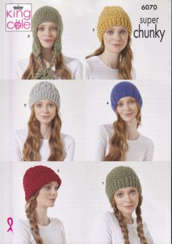 6070 HATS KNITTING PATTERN BY KING COLE
