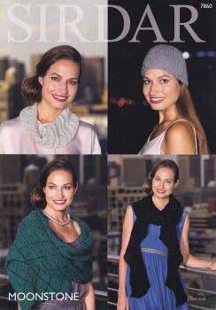 7860 HAT, SNOOD, SCARFT AND WRAP KNITTING PATTERN BY SIRDAR