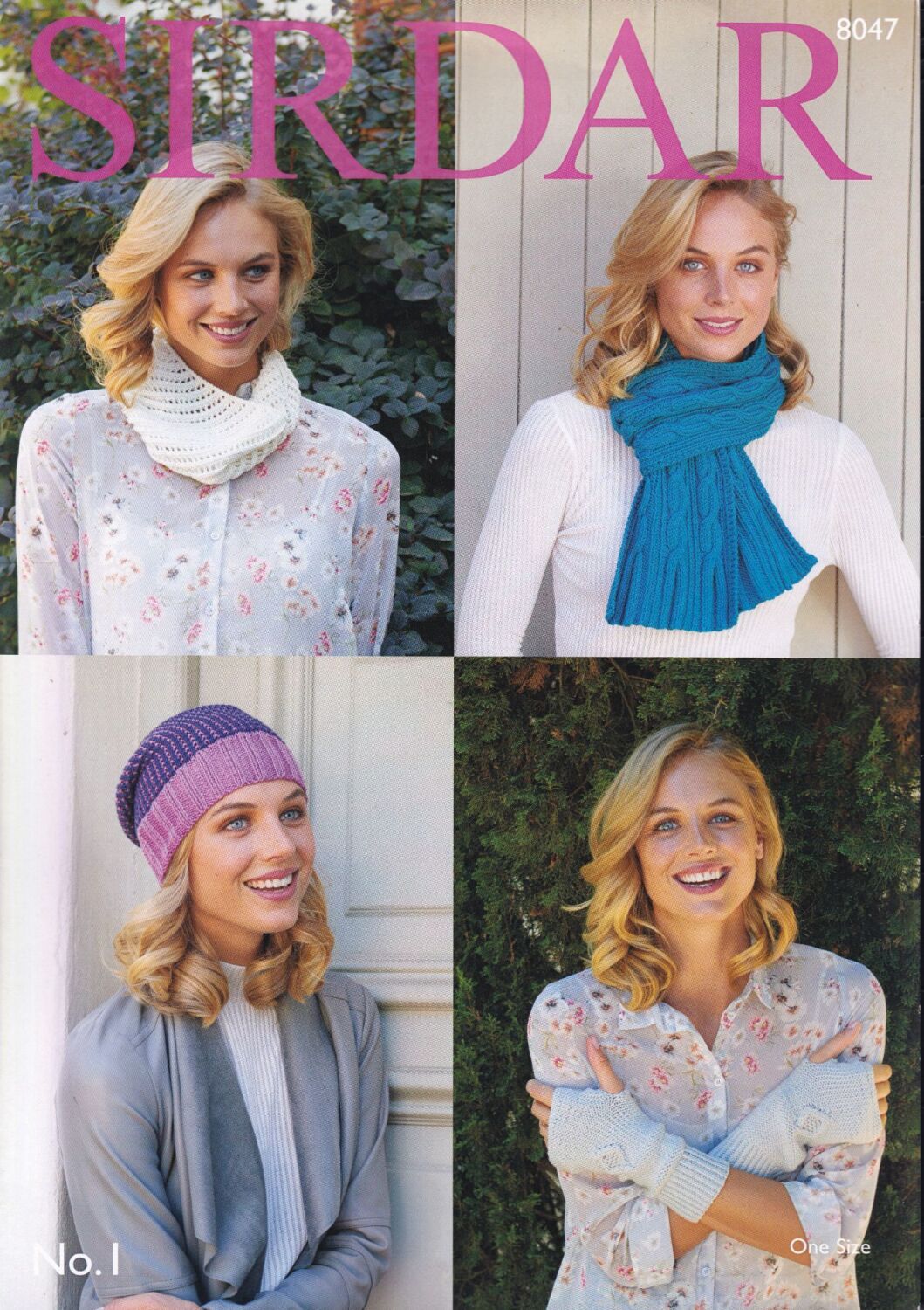 S8047 SCARF, SNOOD, HAT AND WRIST WARMERS KNITTING PATTERN BY SIRDAR