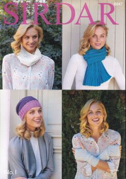 S8047 SCARF, SNOOD, HAT AND WRIST WARMERS KNITTING PATTERN BY SIRDAR