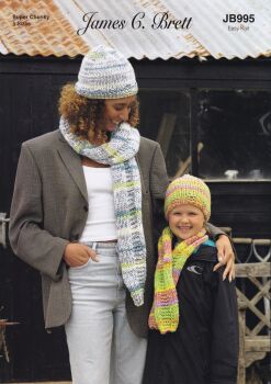 JB995 HAT AND SCARF KNITTING PATTERN BY JAMES.C.BRETT