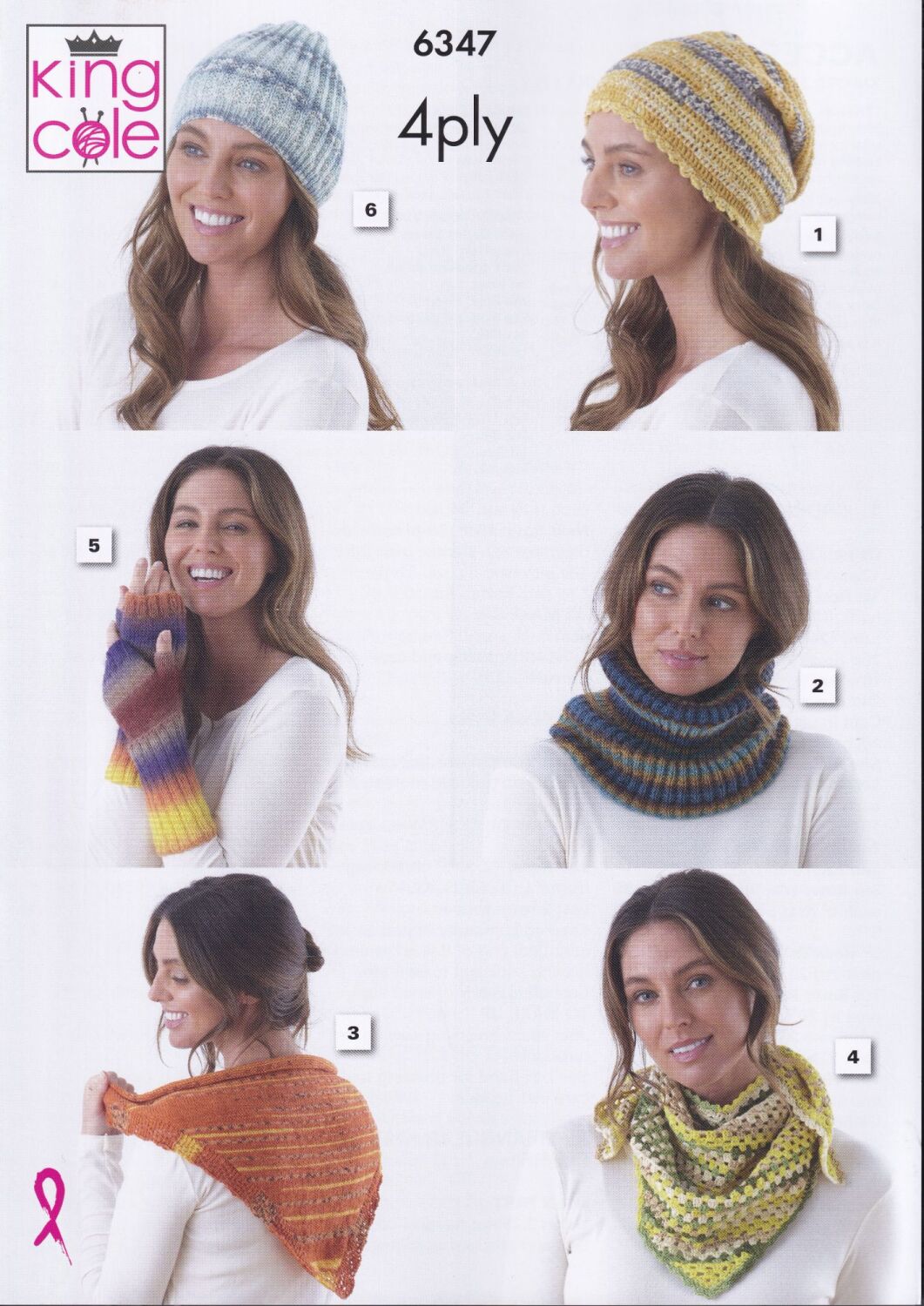 6347 HATS, SNOOD, WRAPS&WRISIT WARMERS CROCHET AND KNITTING PATTERN BY KING