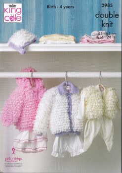 2985 LOOPY CARDIGAN, BOLERO AND HAT KNITTING PATTERN BY KING COLE