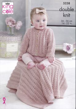 5238 CHILDRENS CARDIGAN, HAT AND BLANKET KNITTING PATTERN BY KING COLE