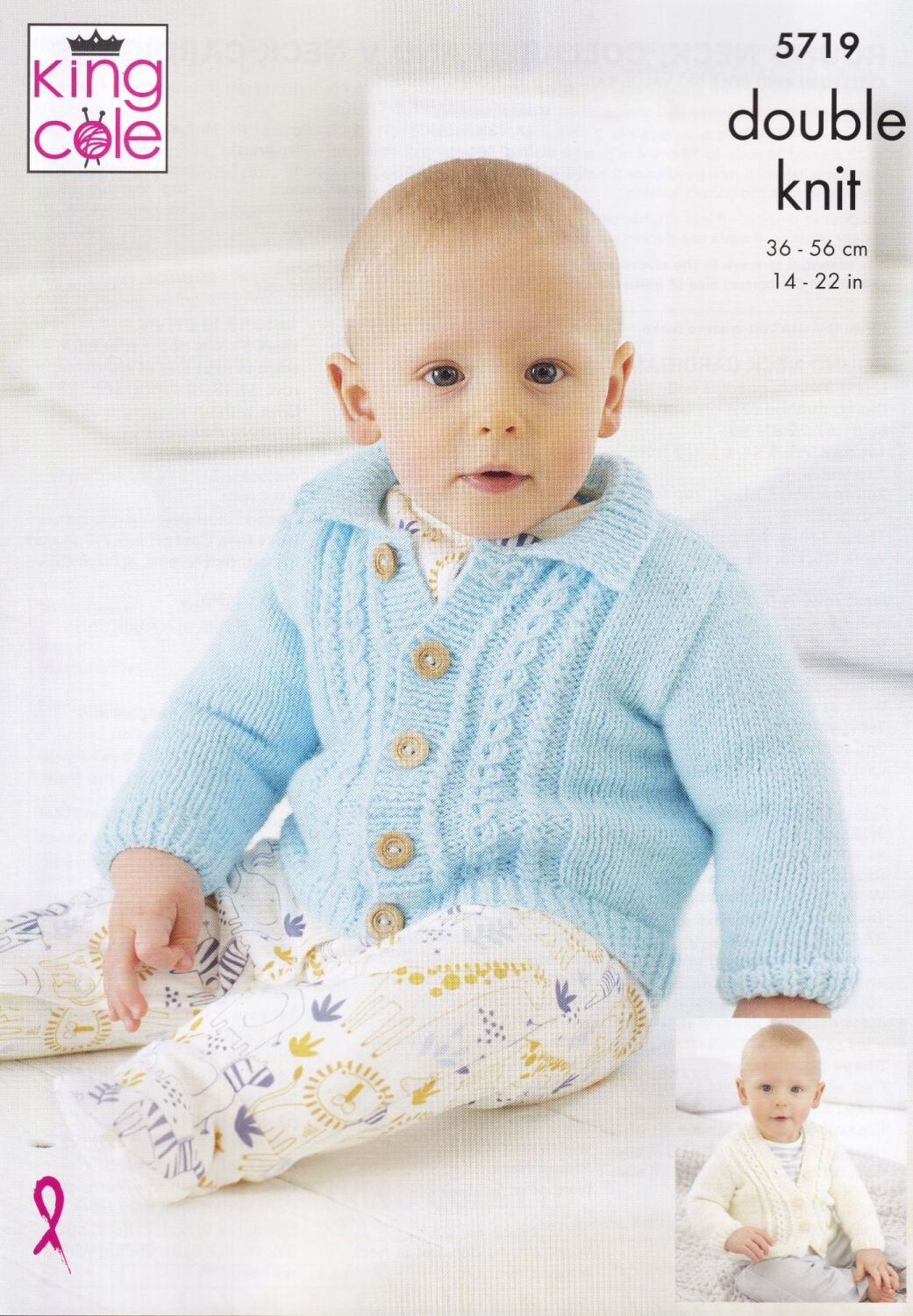 5719 BABIES ROUND NECK, V NECK AND COLLARED CARDIGAN KNITTING PATTERN BY KI