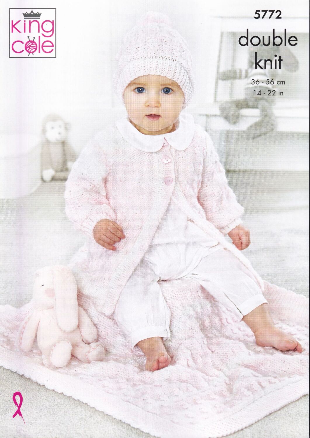 5772 BABY CARDIGAN, HAT AND BLANKET KNITTING PATTERN BY KING COLE