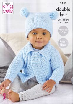 5925 CHILDRENS COLLARED AND ROUND NECK COAT & HAT KNITTING PATTERN BY KING COLE