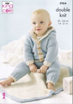 5964 BABY JACKET, HAT, LEGGINGS & BLANKET KNITTING PATTERN BY KING COLE