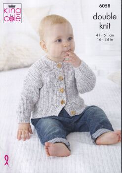 6058 BABY CARDIGAN AND SWEATER KNITTING PATTERN BY KING COLE