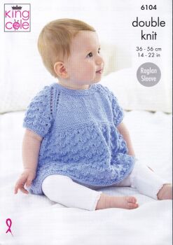 6104 BABY JACKET, TOP, CARDIGAN AND HAT KNNITTING PATTERN BY KING COLE