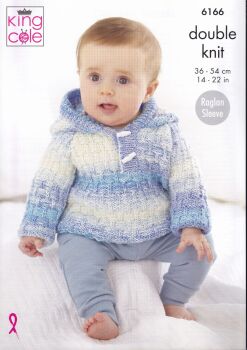 6166 BABY SWEATER, JACKET AND HAT KNITTING PATTERN BY KING COLE