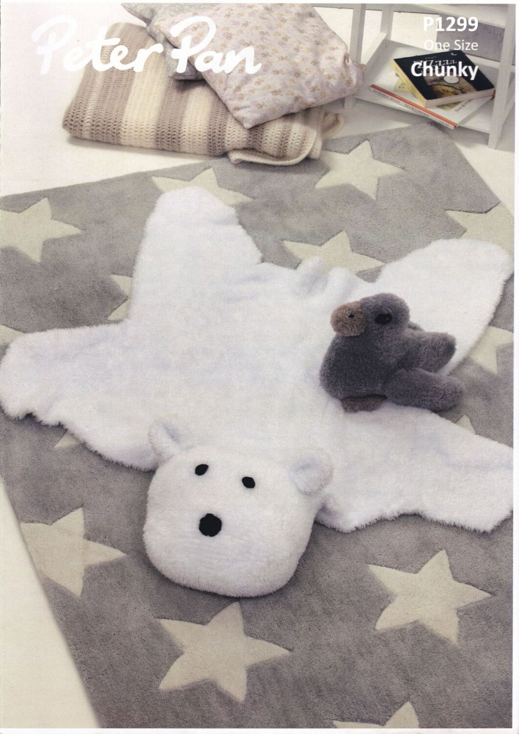 P1299 POLAR BEAR RUG AND DUCKLING KNITTING PATTERN BY PETER PAN