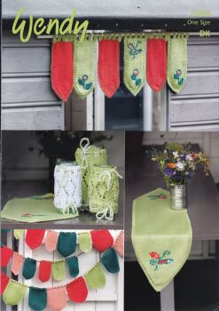 5983 TABLE RUNNER, JAR COVERS AND BUNTING KNITTING PATTERN BY WENDY