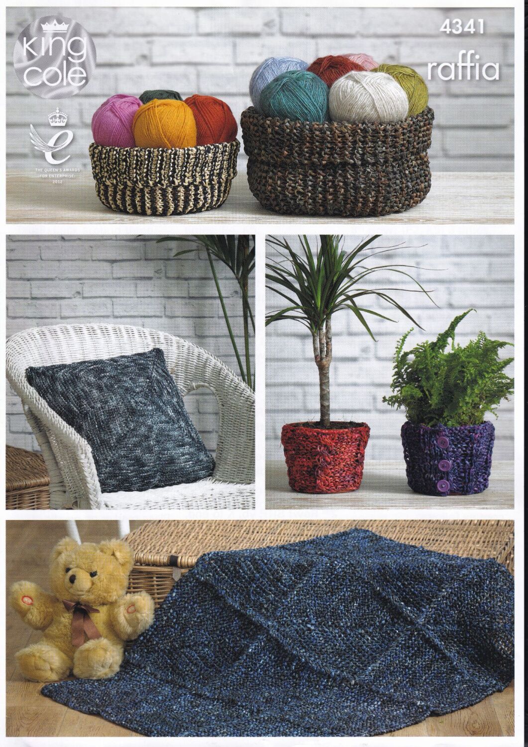 4341 RUG, BASKET, PLANT POT COVER AND CUSHION COVER KNITTING PATTERN BY KIN