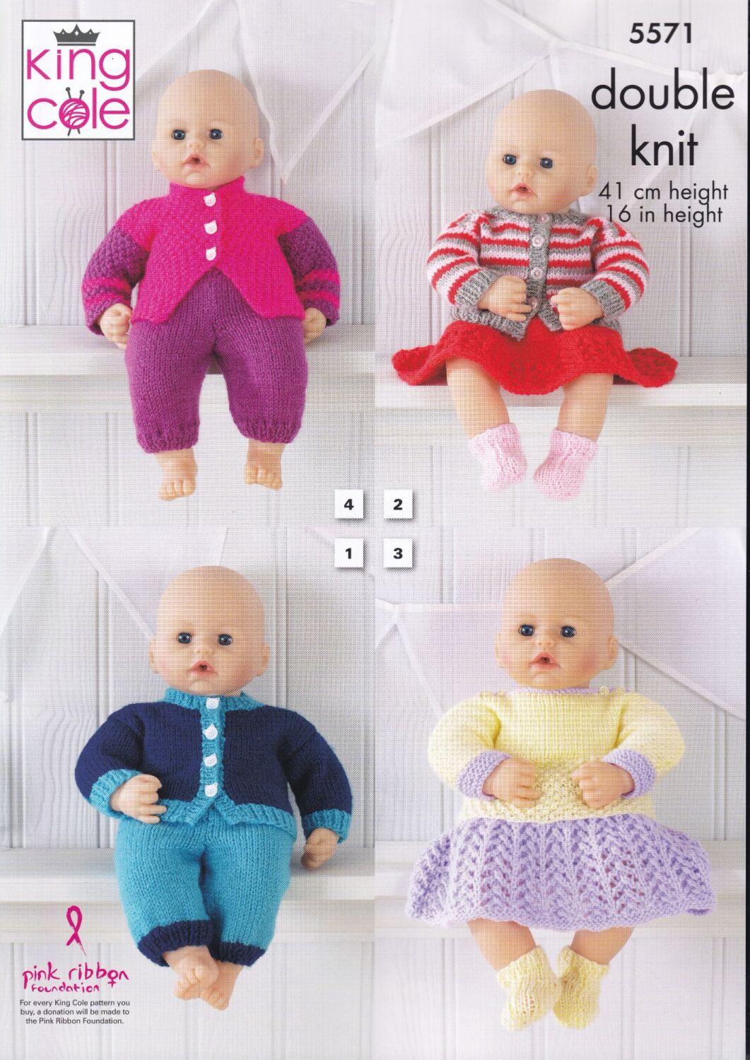 5571 DOLLS CLOTHES KNITTING PATTERN BY KING COLE