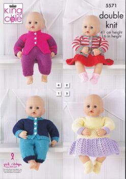 5571 DOLLS CLOTHES KNITTING PATTERN BY KING COLE