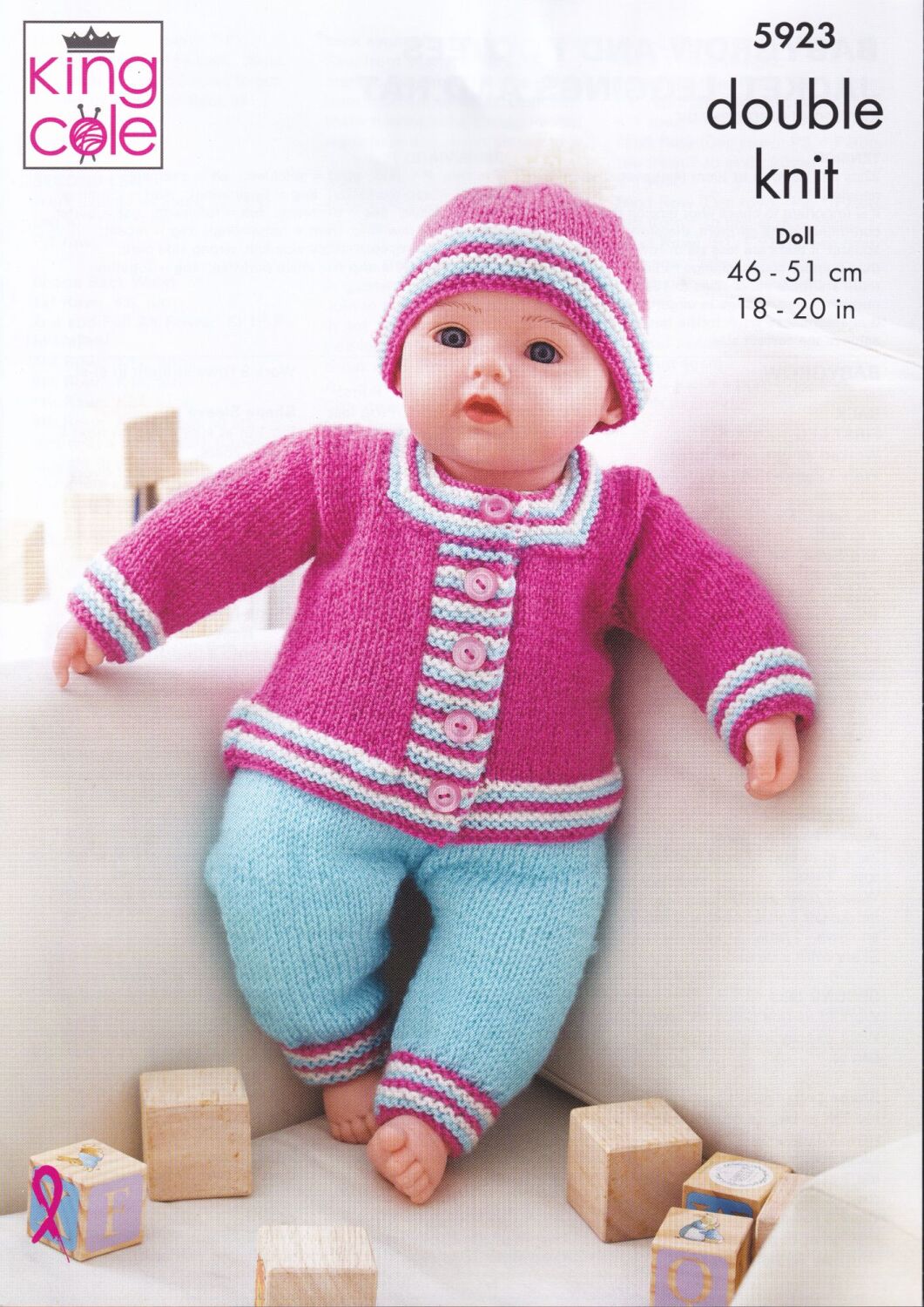 5923 DOLLS CLOTHES KNITTING PATTERN BY KING COLE
