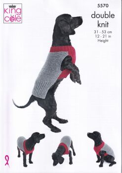 5570 DOG COATS KNITTING PATTERN BY KING COLE
