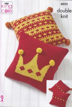 6025 TEA COSY, HATS AND CUSION COVER KNITTING PATTERN BY KING COLE
