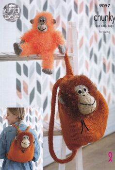 9057 ORANGUTAN BACK PACK AND TOY KNITTING PATTERN BY KING COLE