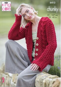 6412 CARDIGAN, WAISTCOAT AND TANK TOP KNITTING PATTERN BY KING COLE