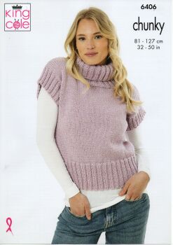 6406 SLIPOVER AND SWEATER KNITTING PATTERN BY KING COLE