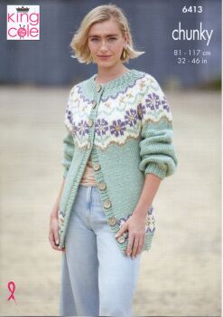 6413 SWEATER AND CARDIGAN KNITTING PATTERN BY KING COLE