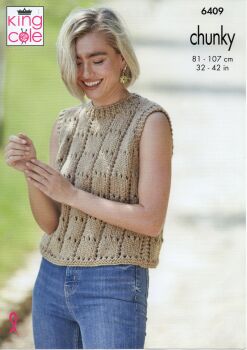 6409 SWEATER AND TANK TOP KNITTING PATTERN BY KING COLE