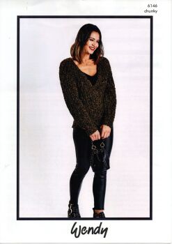 6146 V-NECK SWEATER KNITTING PATTERN BY WENDY
