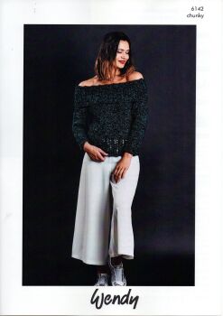 6142 OFF THE SHOULDER SWEATER KNITTING PATTERN BY WENDY