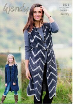 5971 CHEVRON WAISTCOAT KNITTING PATTERN BY WENDY