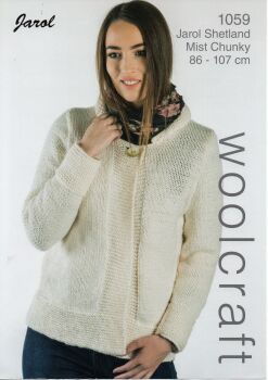 1059 SHAWL COLAR CARDIGAN KNITTING PATTERN BY WOOLCRAFT