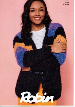 3027 SLOUCH CARDIGAN KNITTING  PATTERN BY ROBIN