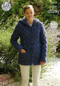 4874 JACKET AND SWEATER KNITTING PATTERN BY KING COLE