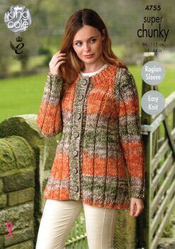 4755 CARDIGANS KNITTING PATTERN BY KING COLE