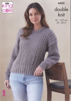 6432 SWEATER AND CARDIGAN KNITTING PATTERN BY KING COLE