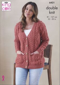 6431 CARDIGAN AND WAISTCOAT KNITTING PATTERN BY KING COLE