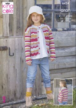 6424 CHILDS CARDIGAN KNITTING PATTERN BY KING COLE