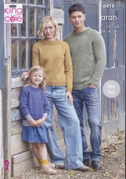 6418 SWEATERS KNITTING PATTERN BY KING COLE