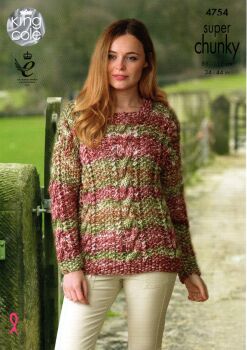 4754 SWEATER AND WAISTCOAT KNITTING PATTERN BY KING COLE
