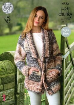 4753 JACKET AND SWEATER KNITTING PATTERN BY KING COLE