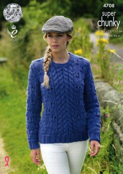 4708 CARDIGAN AND SWEATER KNITTING PATTERN BY KING COLE